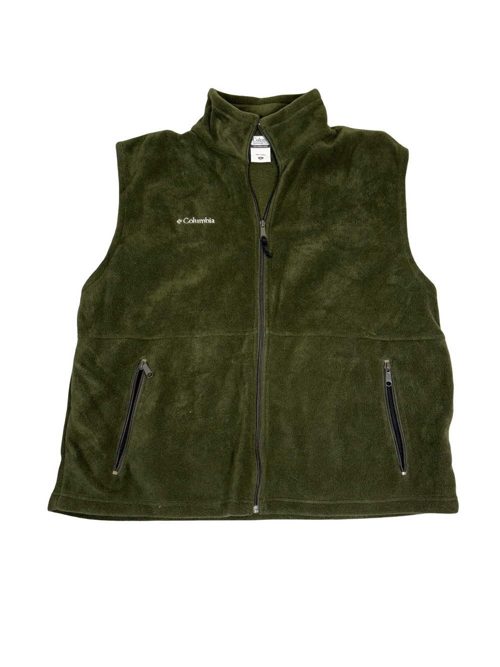 Columbia Olive Green Full Zip Fleece Vest Men's XL Outdoor Hiking